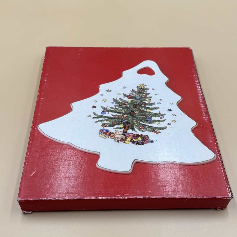 Nikko ChristmasTime Tree Shaped Cheese Board Plate Vintage 90s Ceramic 10in
